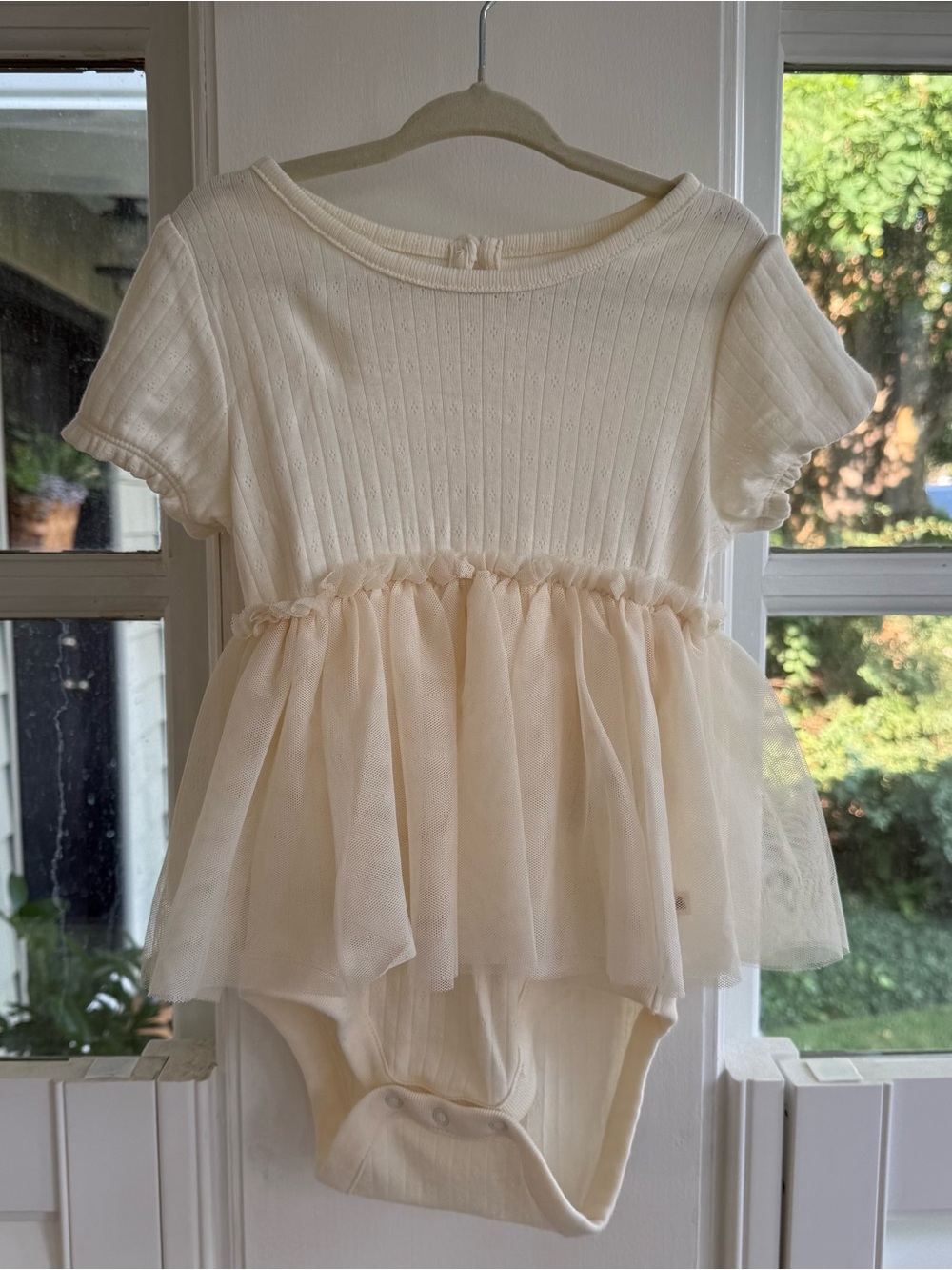 GAP Cream Tulle Peplum Baby Dress Bodysuit - Picture 2 of 5